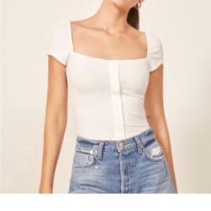 Reformation Lulu ribbed square neck top Size M/L New without tag